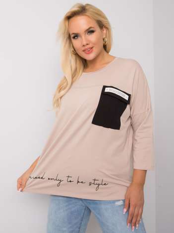 Beige Cotton Plus Size Blouse with Molly Inscription