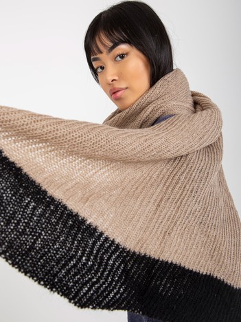 Beige and Black Two Tone Women's Knitted Scarf