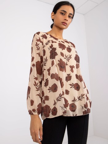 Beige and brown blouse with flowers Liana