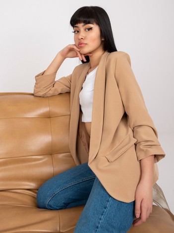 Beige classic jacket with 3/4 sleeve Adela