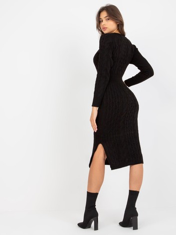 Black midi dress with slit RUE PARIS