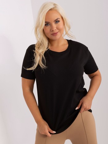 Black plus size blouse with short sleeves