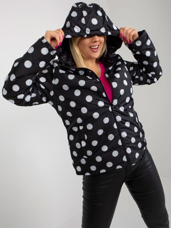 Black reversible plus size jacket with quilting