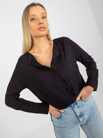 Black viscose V-Neck Shirt Blouse SUBLEVEL