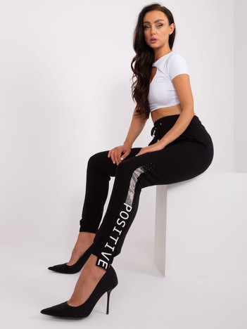 Black women sweatpants with inscriptions