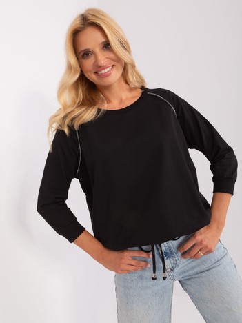 Black women's casual blouse with applique