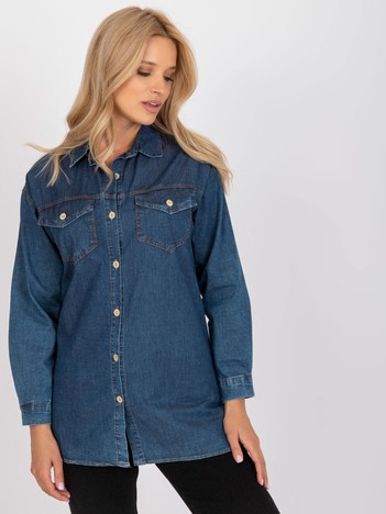 Blue denim shirt with pockets RUE PARIS