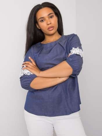 Blue plus size blouse with Beitris lace