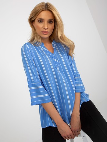 Blue striped blouse with 3/4 sleeves SUBLEVEL