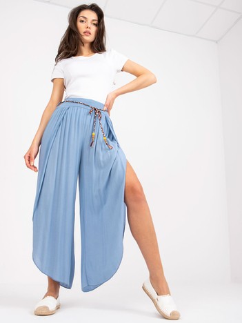 Blue wide pants with high waisted fabric OCH BELLA