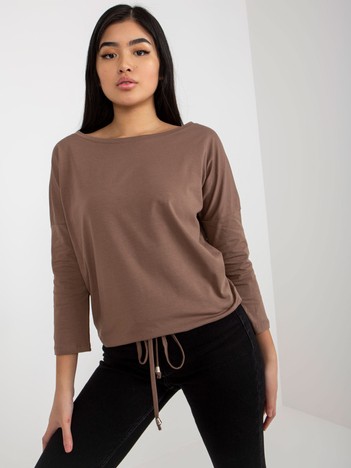 Brown Basic Daily Blouse with Ribbed Fiona