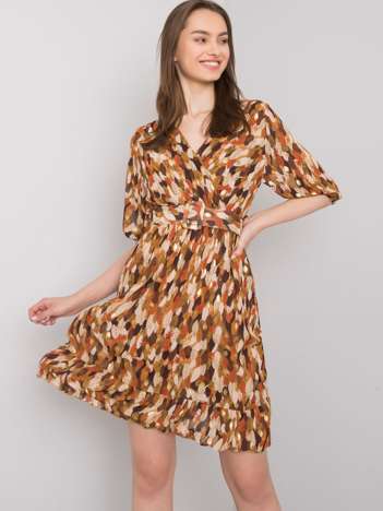 Brown Patterned Dress with Sassari Belt