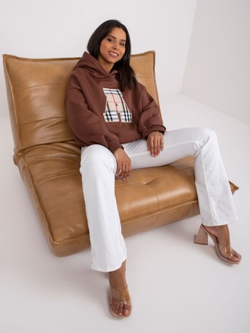 Brown cotton sweatshirt with hoodie Felicja