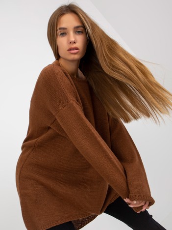 Brown oversize sweater with longer back OCH BELLA