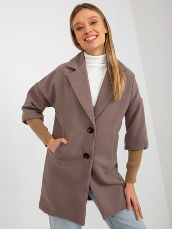 Brown women's coat with pockets OCH BELLA