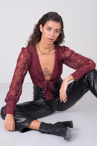 Burgundy blouse with BSL binding