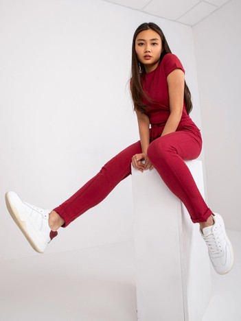 Burgundy trousers Approachable