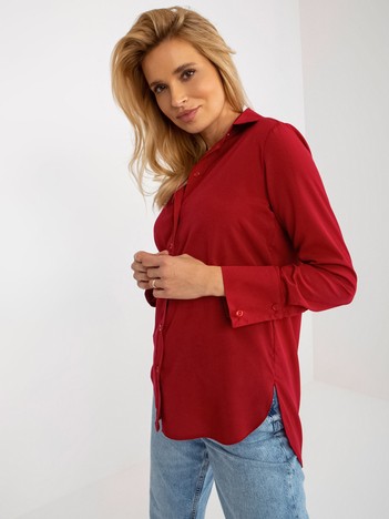 Burgundy women's classic shirt with collar