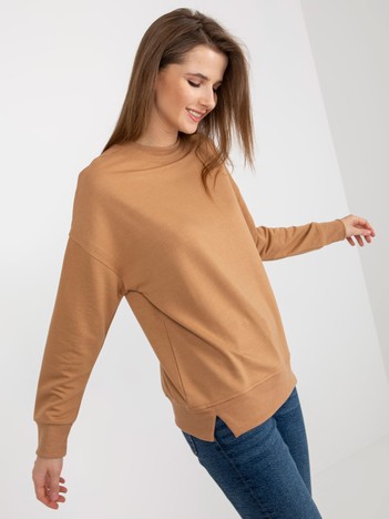 Camel casual basic sweatshirt without hood with slits