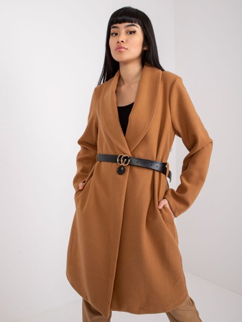 Camel coat with Luna belt