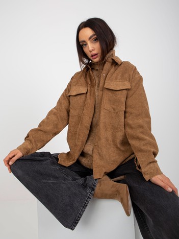 Camel corduroy outershirt with pockets