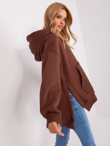 Dark Brown Cotton Kangaroo Sweatshirt