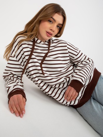 Dark Brown and White Loose Striped Hoodie