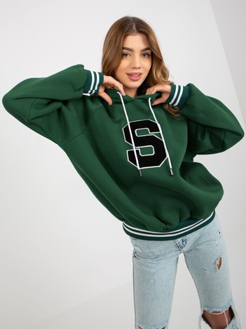 Dark Green Sweatshirt with Hoodie with Letter S