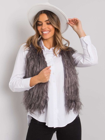 Dark Grey Moncalieri Women's Fur Vest OCH BELLA