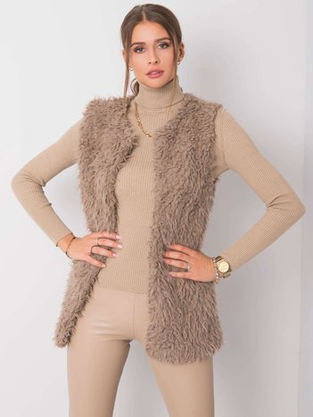 Dark beige fur vest Sybille