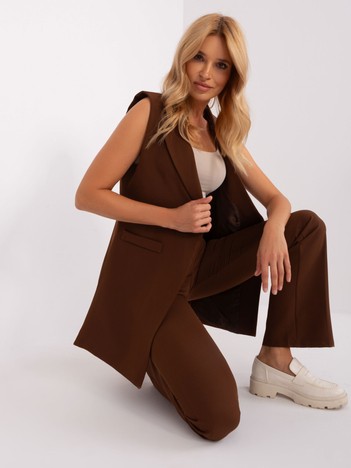 Dark brown elegant women's set with vest