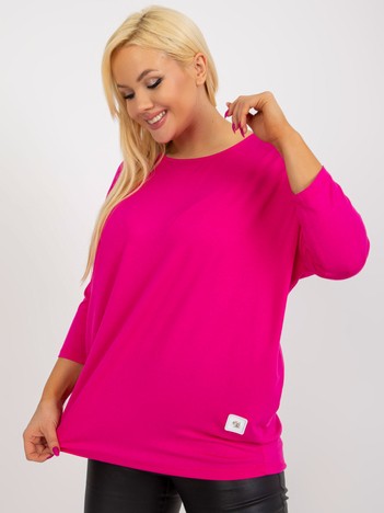 Dark pink women's blouse plus size basic with 3/4 sleeves