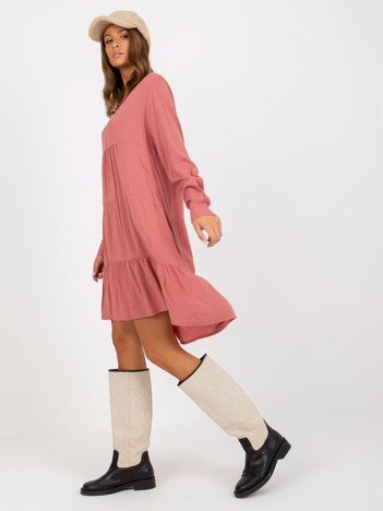 Dirty pink oversized boho dress with frill SUBLEVEL