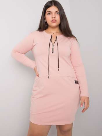 Dirty pink plus size dress with pockets Alessia