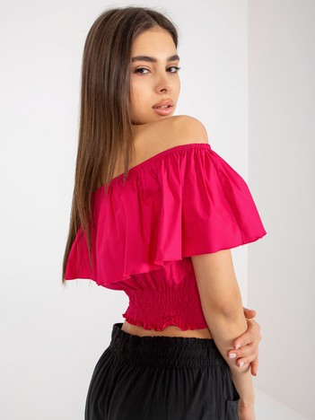 Fuchsia short spanish blouse with ruffle