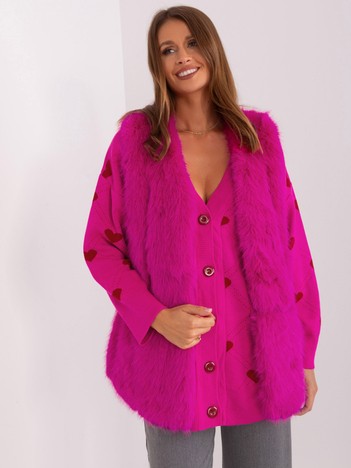 Fuchsia vest with eco fur