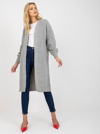 Gray long cardigan without clasp RUE PARIS