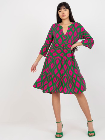 Green dress with oversized prints SUBLEVEL