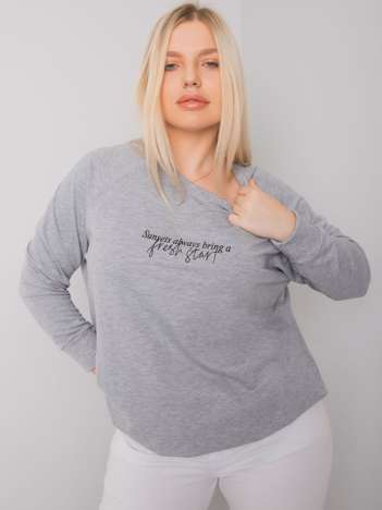 Grey melange plus size sweatshirt with Marlow inscription