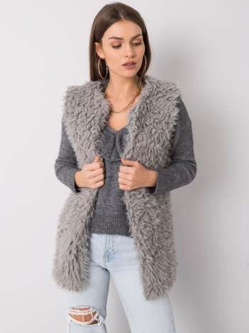 Hallie Grey Fur Vest