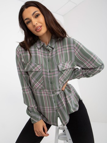 Khaki Women's Viscose Plaid Shirt