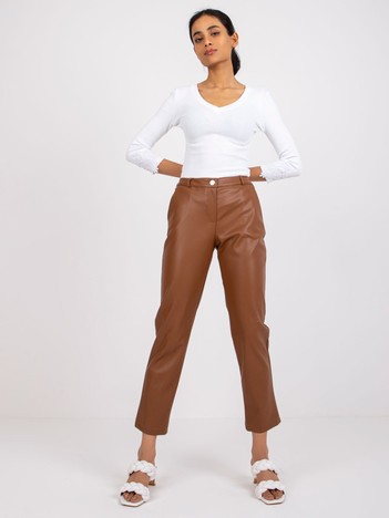 Light Brown Imitation Leather Benny Pants