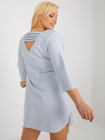 Light Grey Plus Size Cocktail Dress With Ruffle