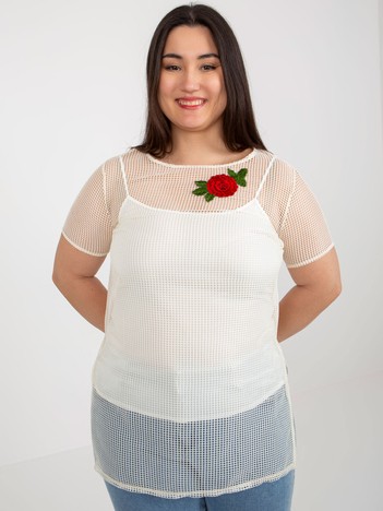 Light beige two-piece plus size blouse with top