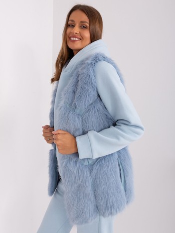 Light blue fur vest with lining