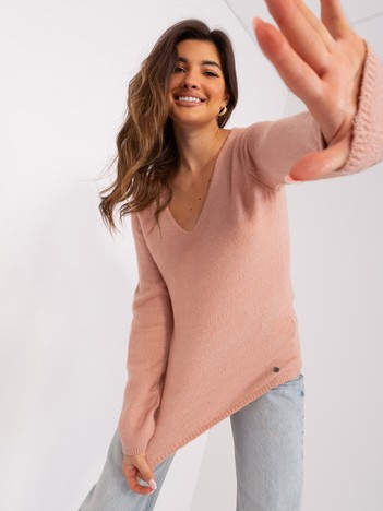 Light pink classic V-neck sweater