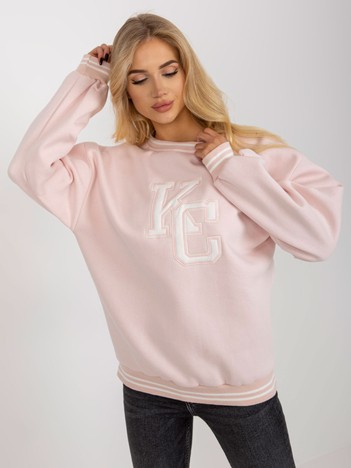 Light pink padded hoodless sweatshirt with a Patch