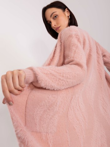 Light pink women's cardigan with pockets