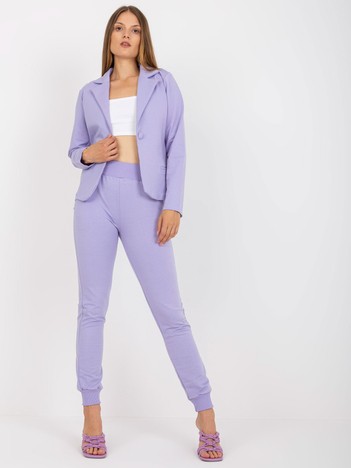 Light purple two-piece sweatshirt basic set with trousers