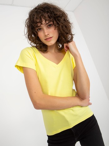 Light yellow single color cotton basic t-shirt